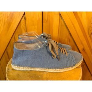 Toni Pons Shoes EU 44 US 11.5 Blue Canvas Espadrille Lace Up Flats Spain